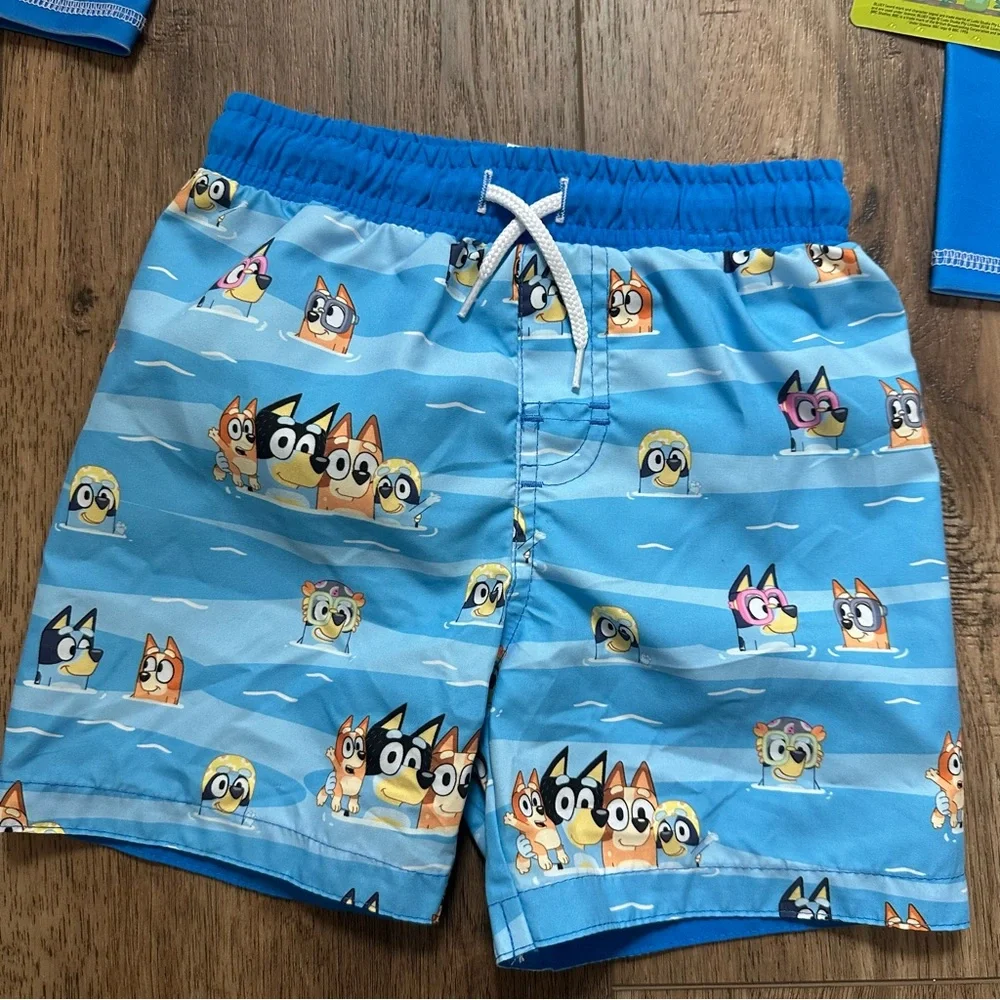 NWT!! Children’s Bluey Swim Outfit, UPF 50+, Swim Trunks, Rash Guard, Unisex, 3T